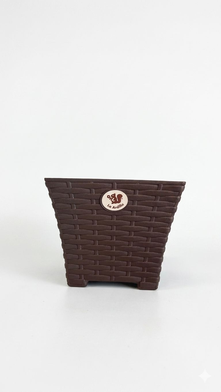MACETA RATTAN CHICA CUADRADA L16 A 13 CHOCOLATE MRCH0006