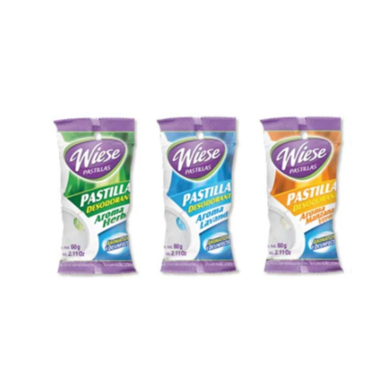 PASTILLA AROMATIZANTE CON GANCHO (COLORES SURTIDOS) "WIESE" 60 GRS.