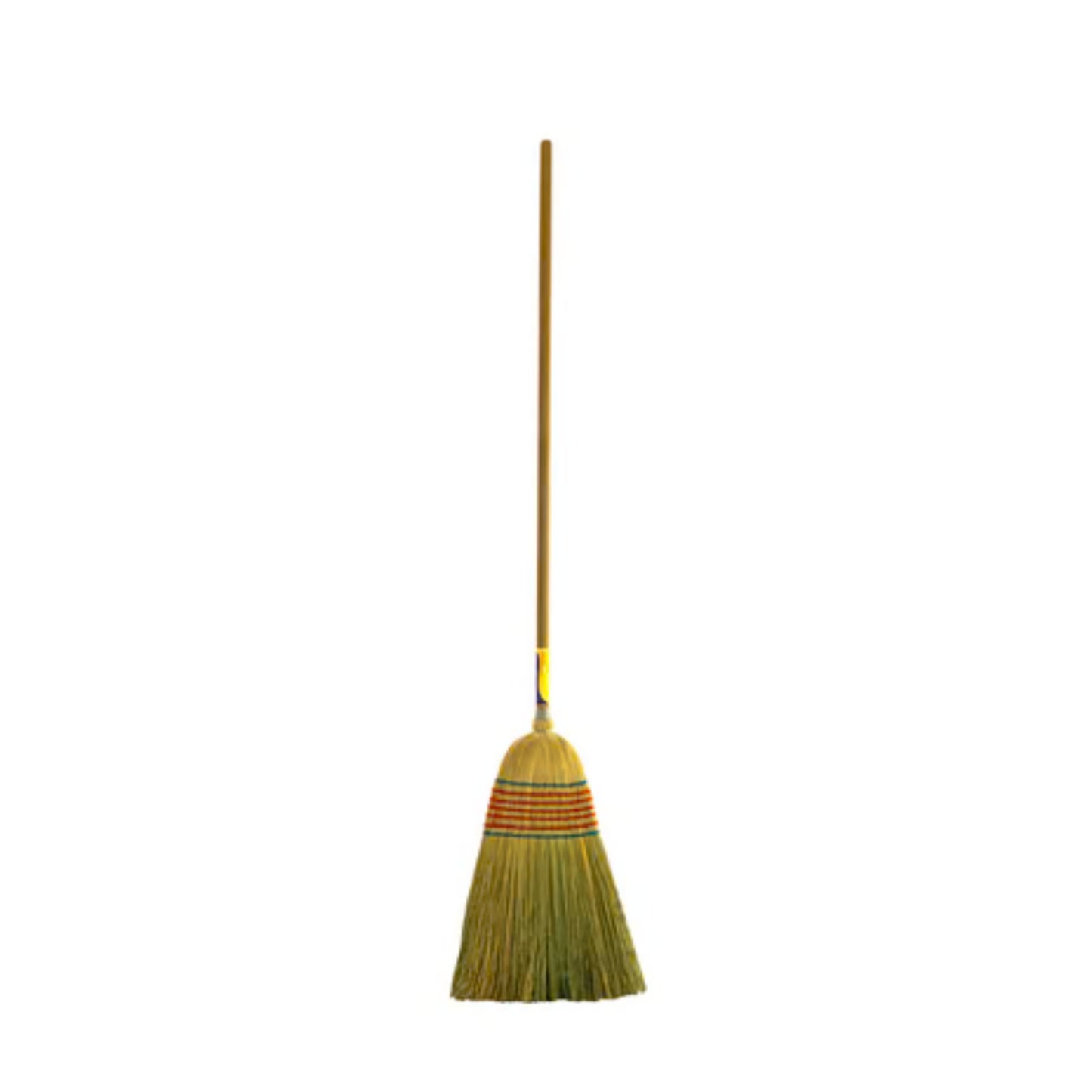 ESCOBA CON BASTON DE MADERA Y 100% ESPIGA, CON 3 HILOS DE ALAMBRE Y DE 1 PLASTICO
