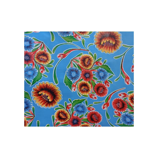 HULE MESA CHAROPLEX FONDO COLOR DIBUJOS GDES FLORES Y FRUTAS (1.20 MTS)