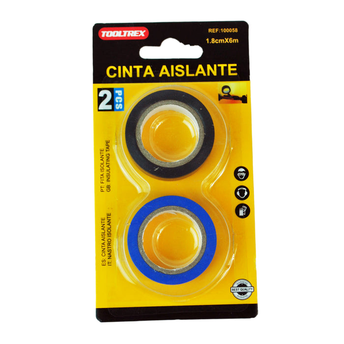 CINTA DE AISLAR PAQ 2 PZS AZUL Y NEGRO 100057