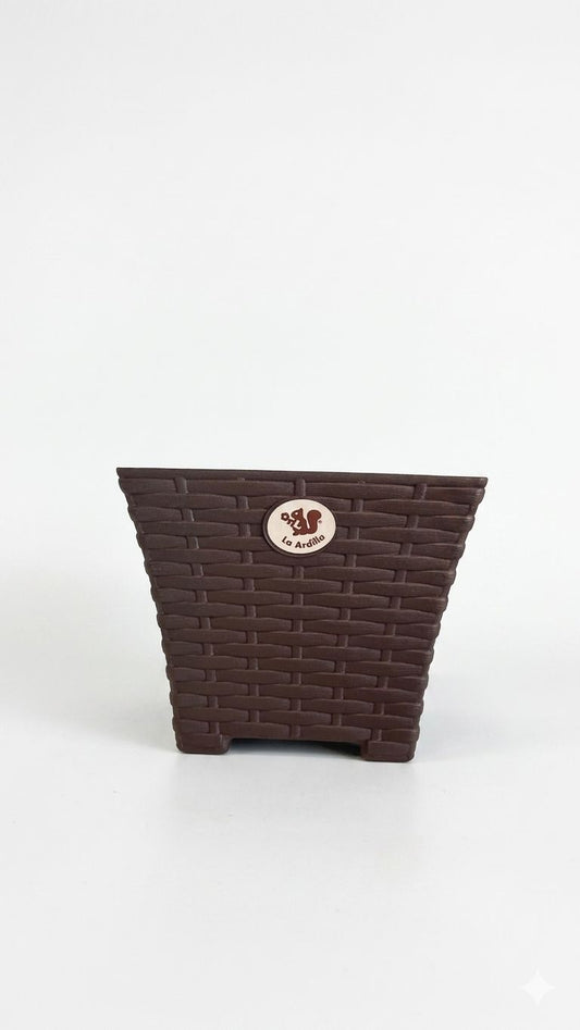 MACETA RATTAN CHICA CUADRADA L16 A 13 CHOCOLATE MRCH0006