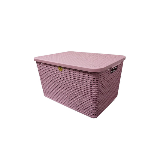 CAJA RATTAN C/TAPA MEDIANA L 46.2  ROSA MAGNOLIA CRMD0077