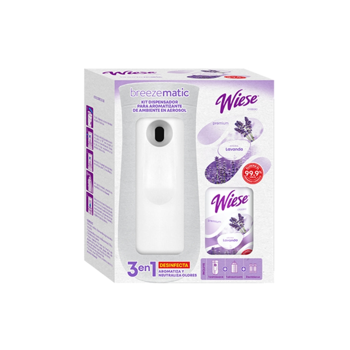 BREEZE MATIC "WIESE"  (1 DISPENSADOR, 1 AROMATIZANTE FRUTAS ROJAS DE 3,000 DISP Y 2 PILAS)