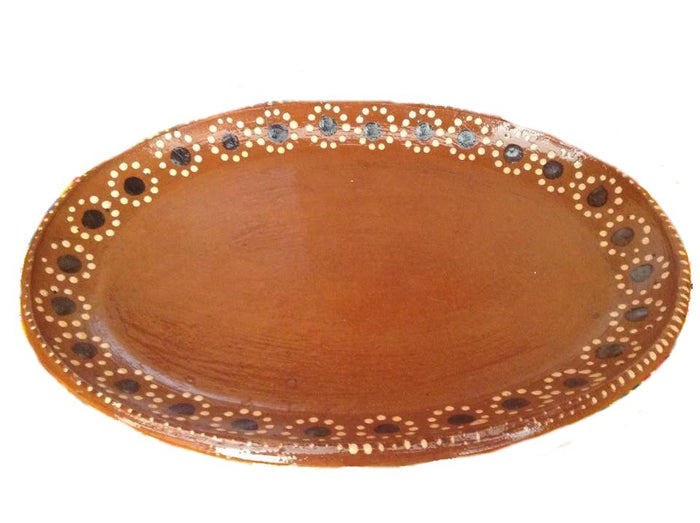 PLATO OVALADO HONDO DE BARRO