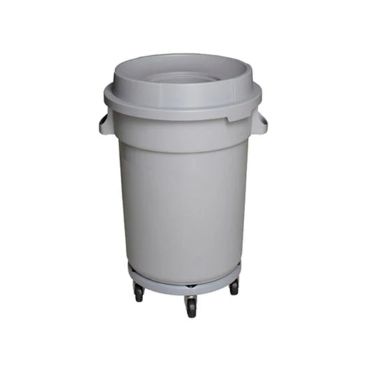 BOTE REDONDO TAPA T/EMBUDO C/DOLLY 120 LITROS DUST7504