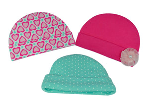 JUEGO C/3 GORROS 2 INTER ESTAMP. Y 1 LISO ROSA E-50004