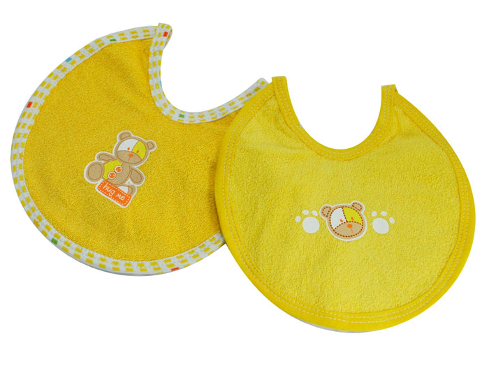 JUEGO 2 BABEROS TOALLA CHICOS C/IMP. AMARILLO E-91139