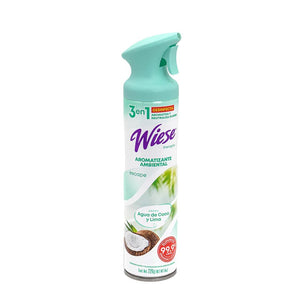AROMATIZANTE EN AEROSOL PREMIUM AGUA DE COCO Y LIMA "WIESE"  8 OZ.