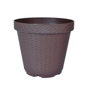 Foto de maceta rattan redonda d30.5 chocolate incluye plato base mrrd3006 — Alco Distribuidora Torreón mayoreo