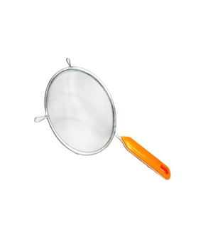 Foto de colador cromado 14cm mango plastico naranja 022-006-014 — Alco Distribuidora Torreón mayoreo