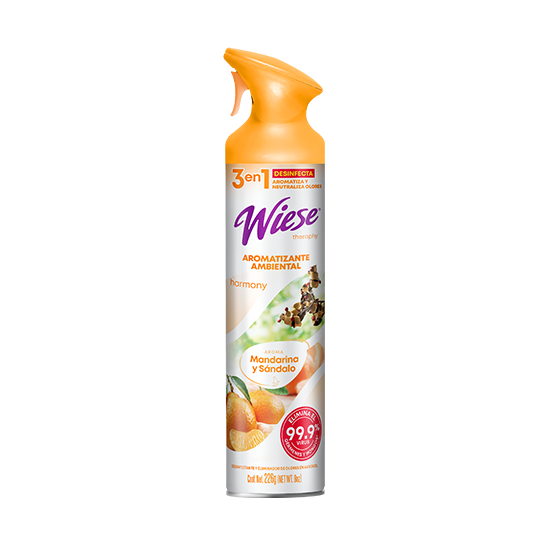 AROMATIZANTE EN AEROSOL PREMIUM MANDARINA SANDALO "WIESE"  8 OZ.