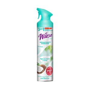 AROMATIZANTE EN AEROSOL PREMIUM AGUA DE COCO Y LIMA "WIESE"  8 OZ.
