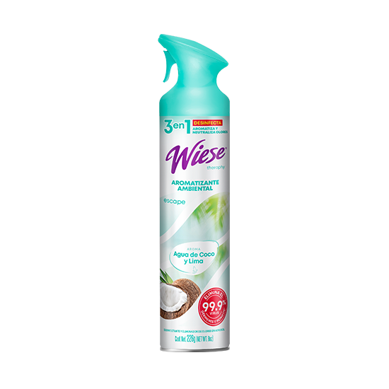 AROMATIZANTE EN AEROSOL PREMIUM AGUA DE COCO Y LIMA "WIESE"  8 OZ.