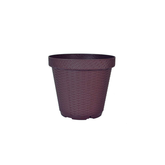 MACETA RATTAN REDONDA D20 CHOCOLATE INCLUYE PLATO BASE MRRD2006